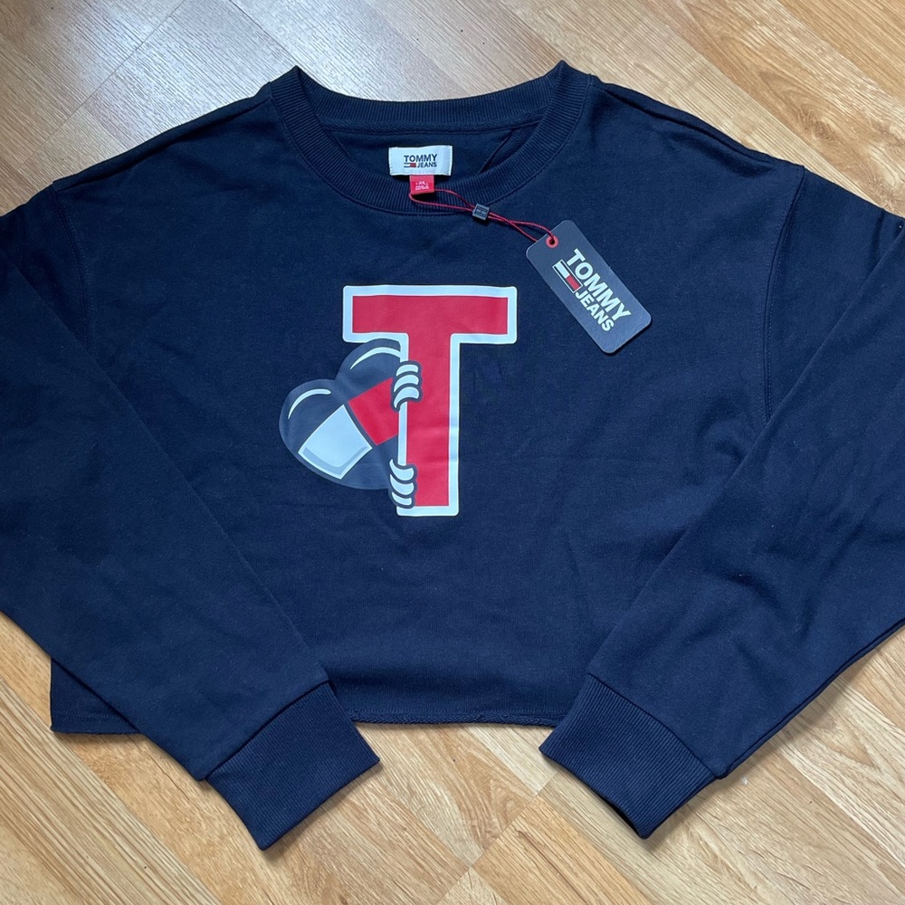Tommy Jeans Navy Blue Cropped Sweatshirt
